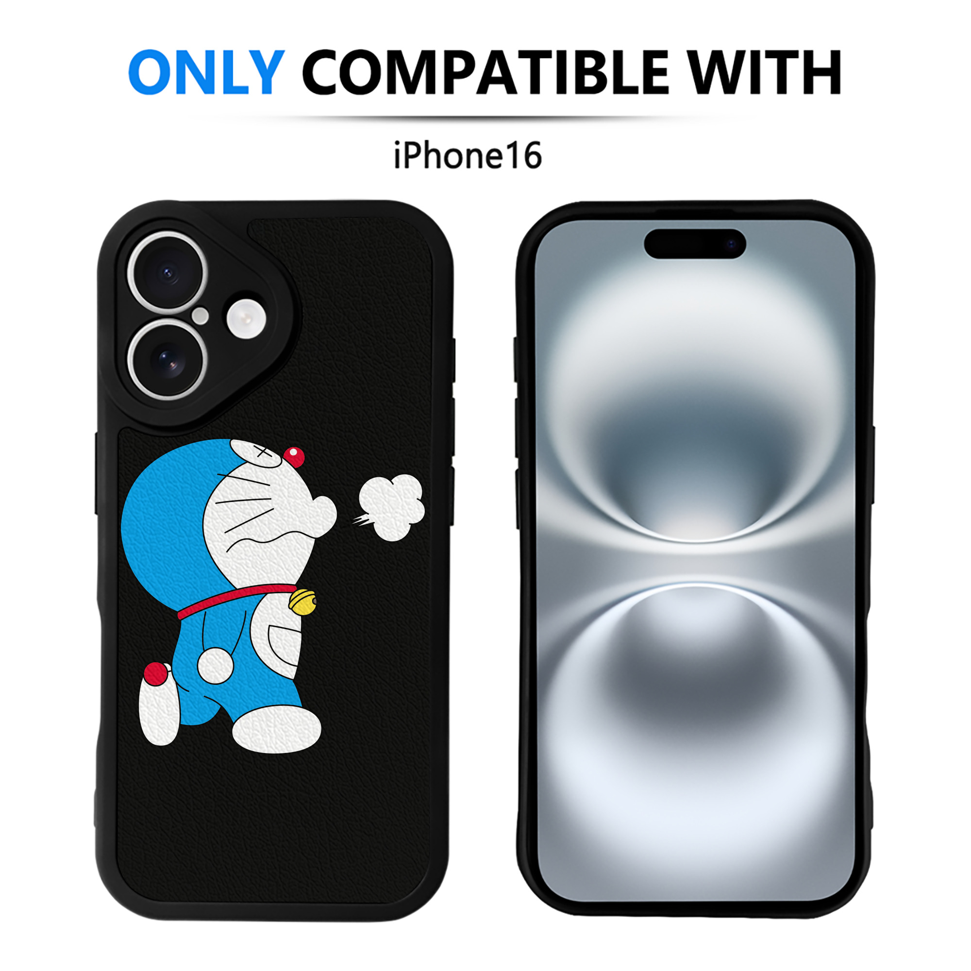 （画像用） ドラえもん Doraemon 【iPhone 16シリーズ対応】シリコンスマホケース（レザー調） 材質：シリコン